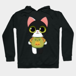 Holiday Black and White Kitten Hoodie